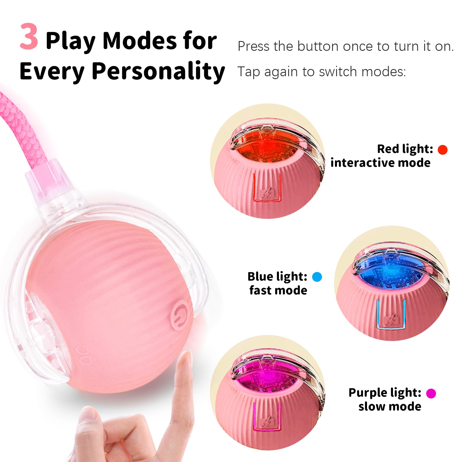 Juguete masticable automático interactivo para gatos activos, color rosa