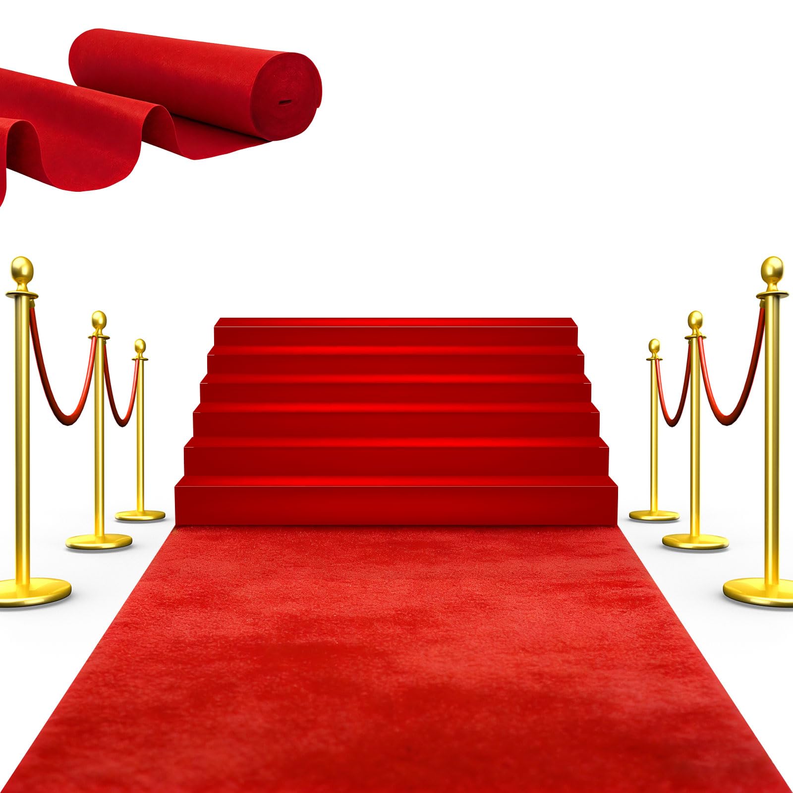 1 x 10m Roter Teppich Läufer, Hochzeitsteppich Dicke 5,5 mm, Wiederverwendbarer, Rutschfester Eventteppic für Hochzeit, Party, Zeremonie Dekoration