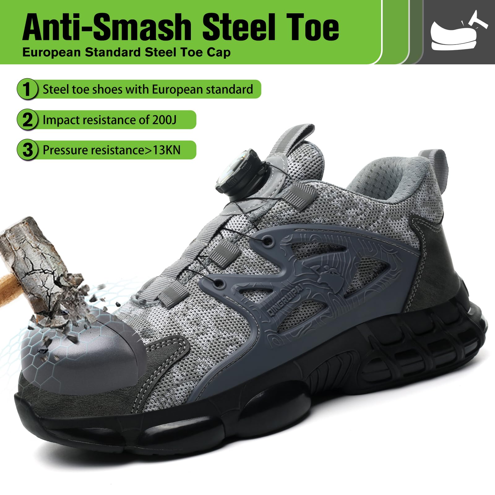 Scarpe antinfortunistiche, con puntale in acciaio, per uomo e donna, comode e leggere, scarpe antinfortunistiche antiscivolo con cuscinetto d'aria