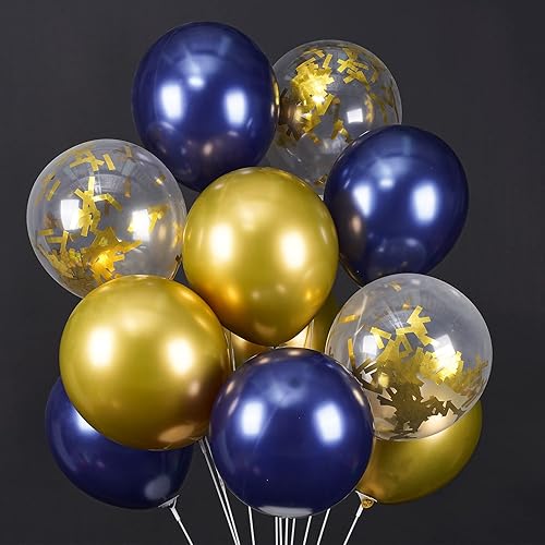 Miniatura 2 de LAttLiv Globo de cumpleaños 46 piezas látex & lámina  Mylar Globo & Confeti Globo & Chrome Globo Decoración para Navy Gold Boda Pequeño Prince