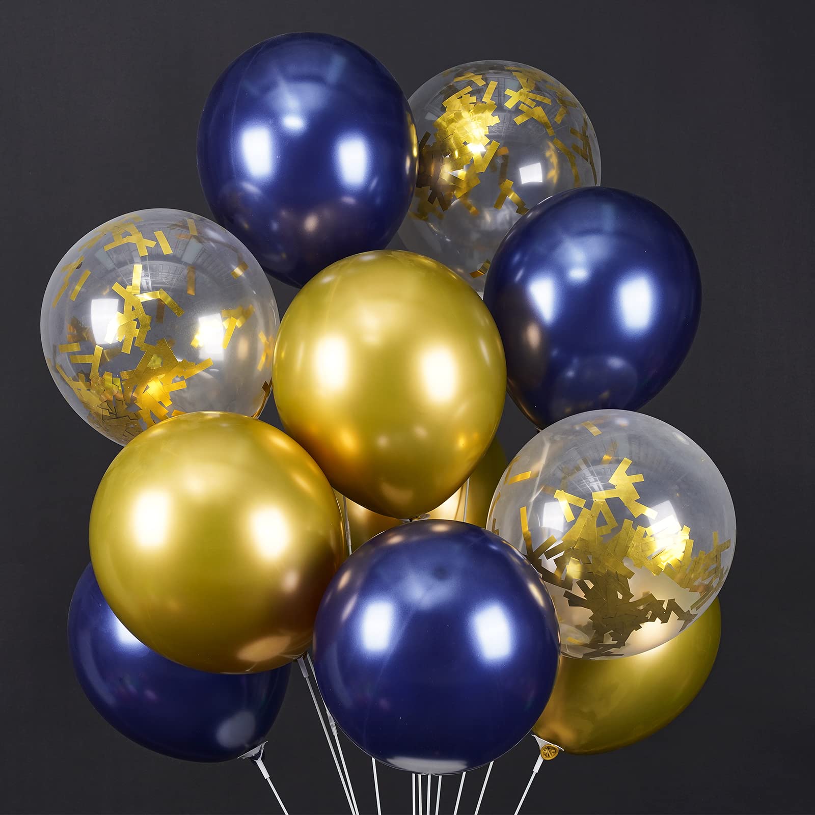 PartyWoo Navy Blue Gold Balloons, 40 pcs Latex Balloons, Navy Blue