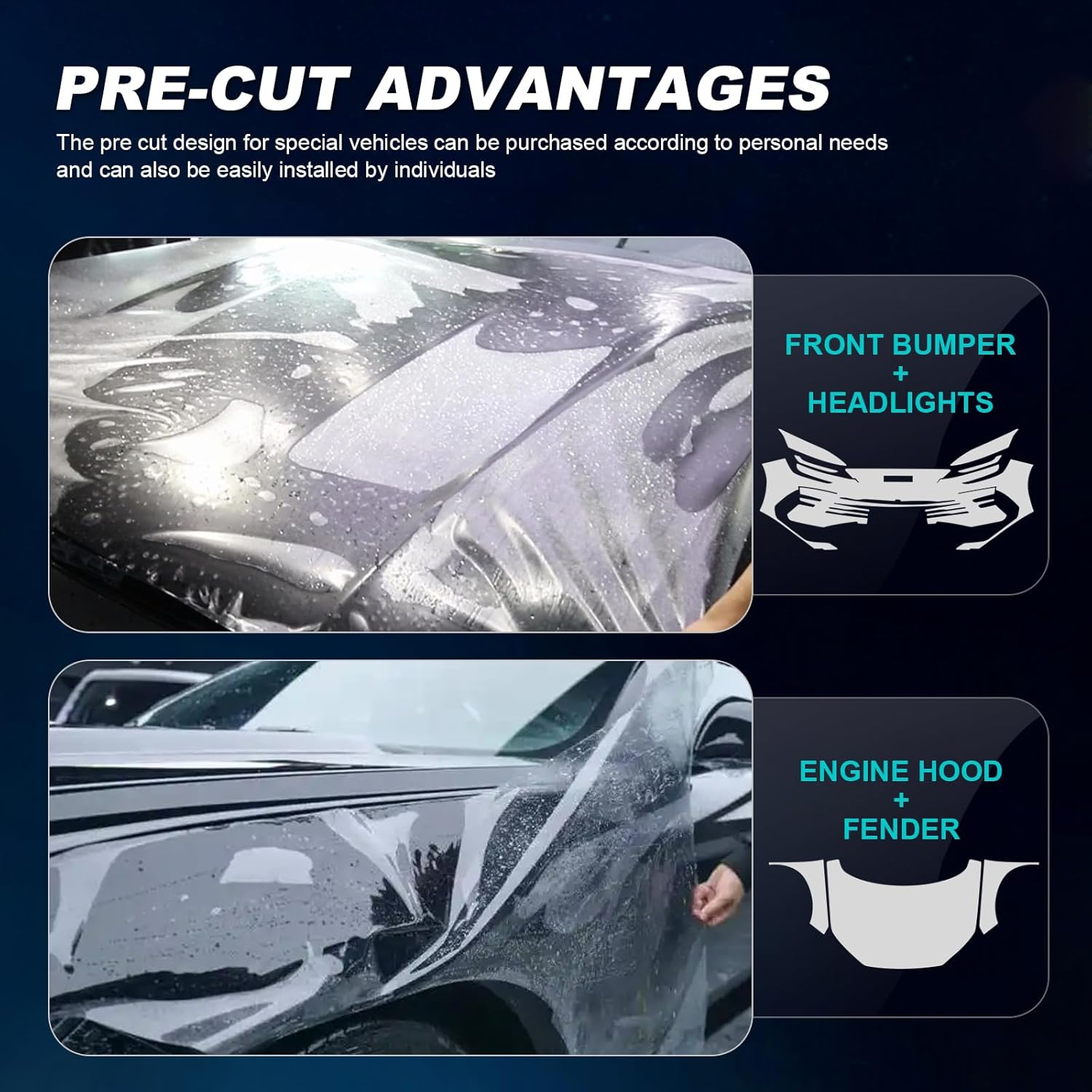 for BYD Sealion 6 DMi 8.5mil TPU PPF Clear Car Pre-Cut Paint Protective Film HD Scratch Exterior Accessories (Hood+Fender 3Pcs)