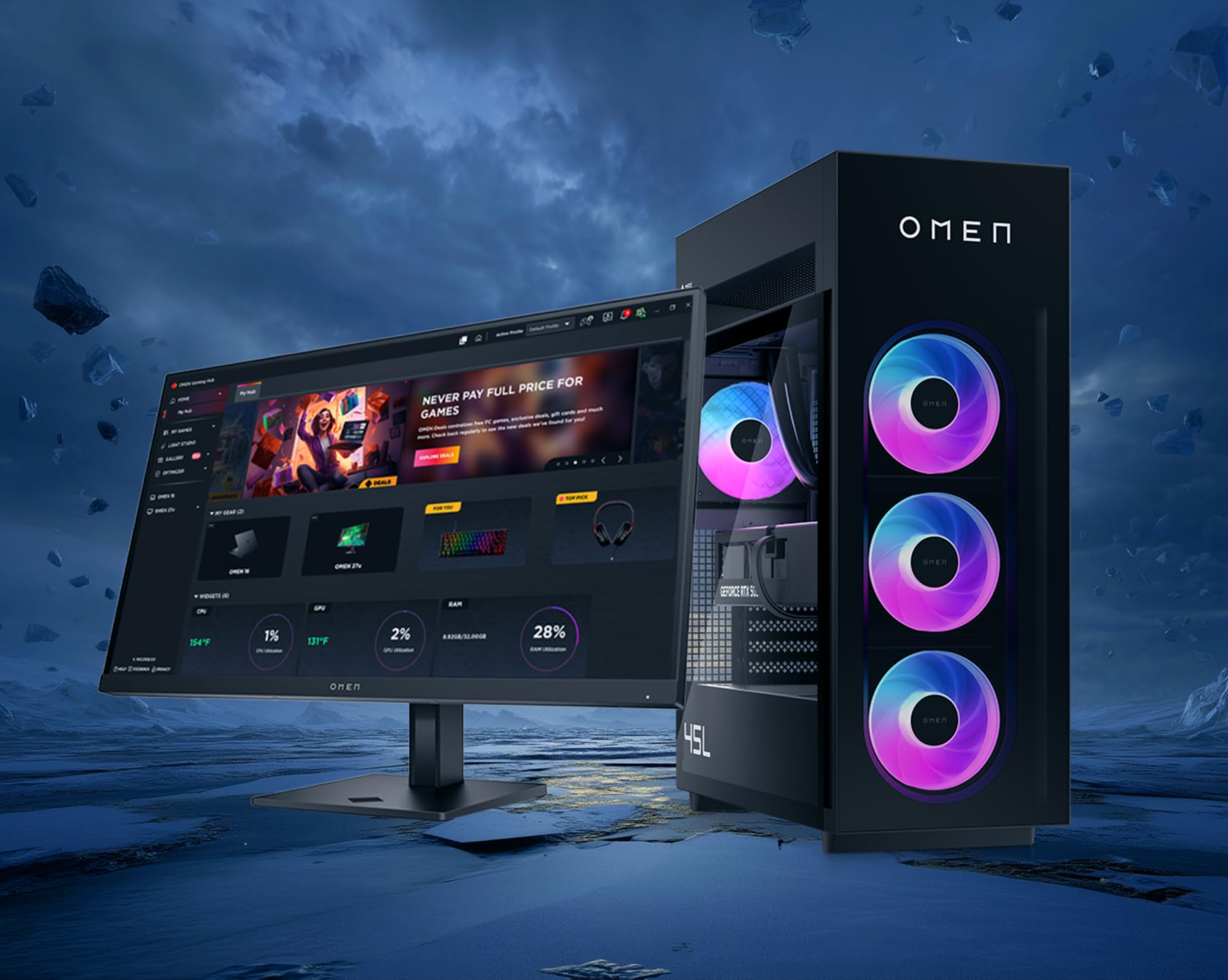 HP Ordenador sobremesa OMEN MAX 45L GT23-0000ns (Procesador AMD Ryzen 9 9900X3D, 64GB DDR5, 2TB SSD, NVIDIA GeForce RTX 5080, Windows 11 Home) Negro