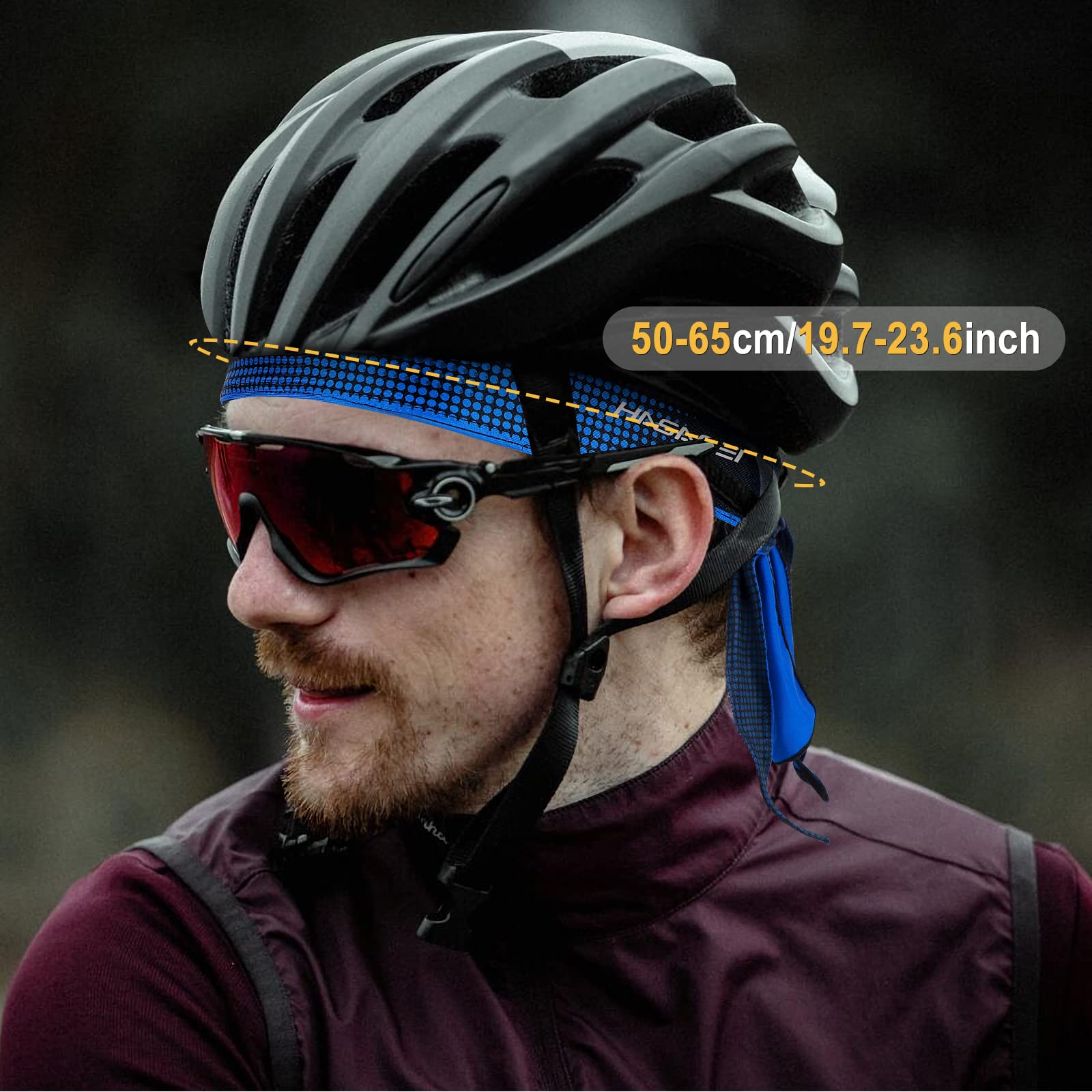HASAGEI Bandana męska i damska, chusta na głowę, bandana, czapka rowerowa, elastyczna, oddychająca, odprowadzająca pot, szybkoschnąca, sportowa, nakrycie głowy na lato, niebieski, jeden rozmiar