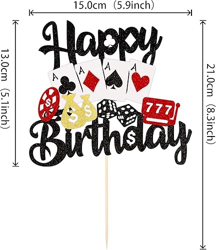 Miniatura 2 de 1 pieza de decoración de pastel de casino juego de fichas de juego de póquer feliz cumpleaños pastel Pick decoraciones para Las Vegas Casino noche
