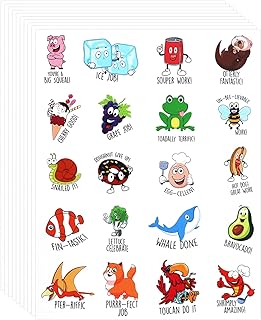 cobee Punny Teacher Rewards Stickers, 400 Pieces Funny Motivational Sticker for Students Kids Punny Labels Positive Animal Stickers Cute Cartoon Decals for Classroom School Home Supplies