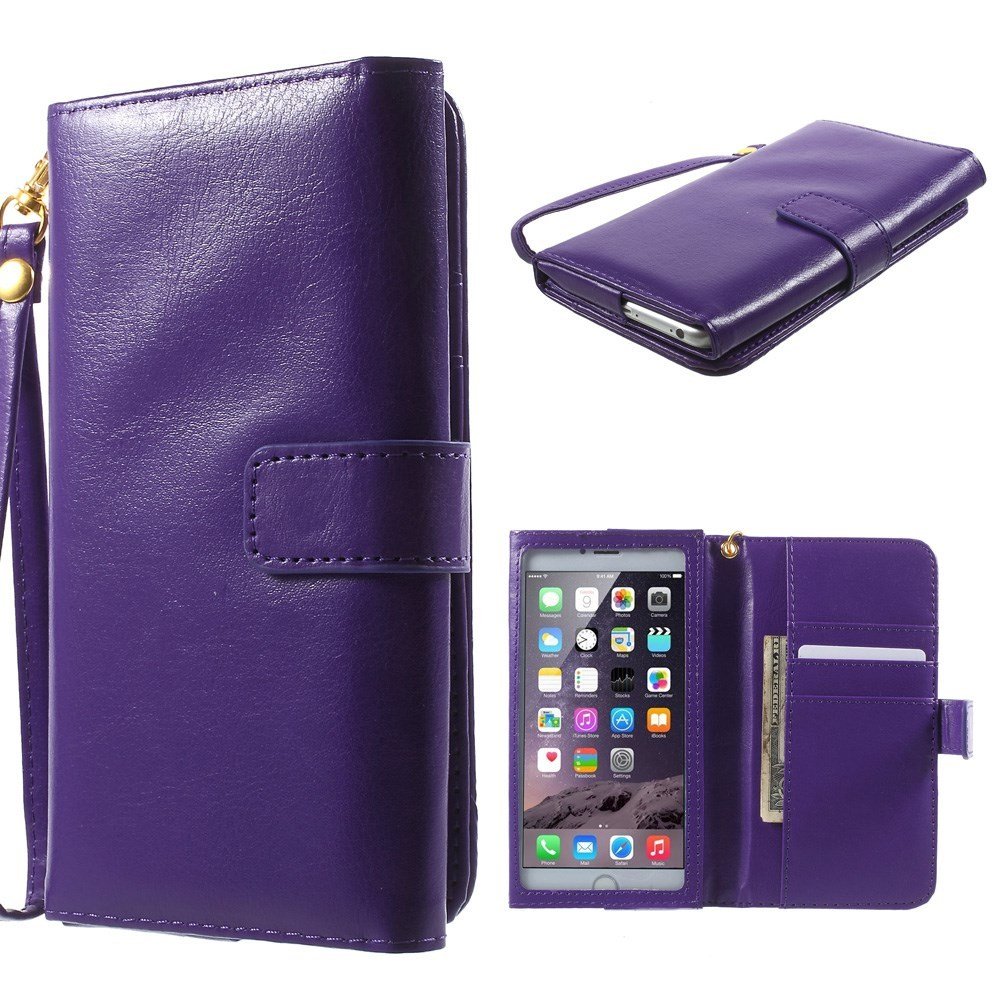 DFV mobile - Crazy Horse PU Leather Wallet Case with Frame Touchable Screen and Card Slots for GIONEE Dream 1 - Purple