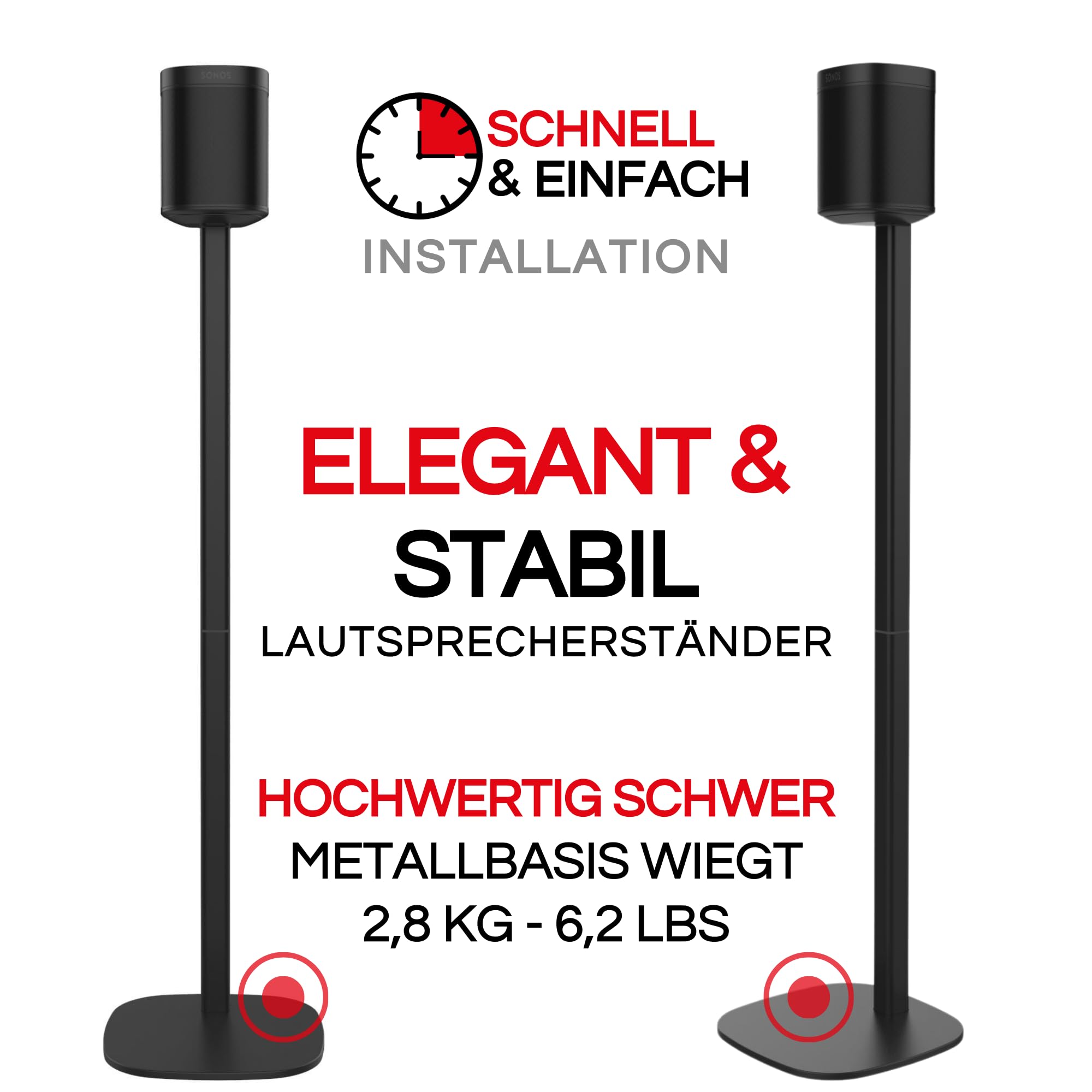 Sound Bass One / ERA100 Bodenständer Doppelpack (2 Stück), schwarz | kompatibel mit Sonos One, Gen 2, Play:1, SL | Zukunftssicheres Design auch kompatibel mit ERA 100, entworfen von Sound Bass UK