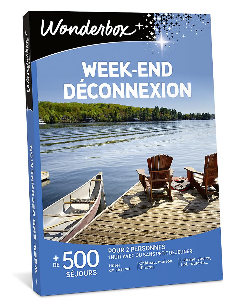 WONDERBOX - Week-End Déconnexion - Coffret Cadeau - Idée Cadeau Séjours | 1 nuit avec ou sans petit déjeuner - Plus de 500 séjours - Hôtel de charme, château, maison d'hôtes, cabane, yourte, tipi