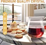 12 Piece Stemless Wine Glasses, 13 OZ Wine Glass Cups, Crystal Clear Glass Tumblers Drinking Glasses for Red, White Wine, Whiskey, Juice, Party, Bar, Wedding, Gift