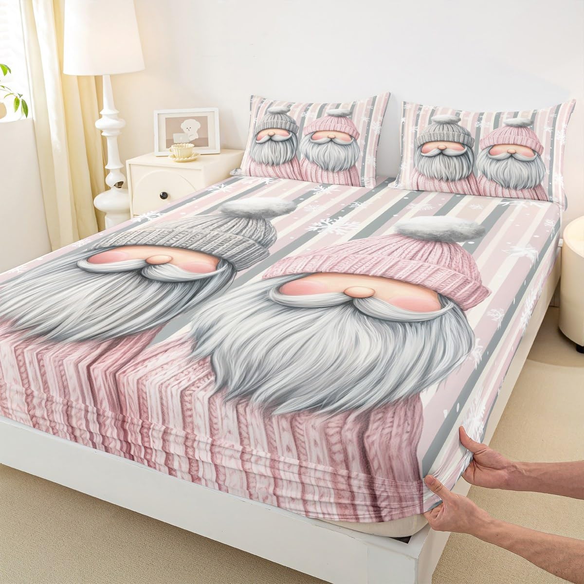 Drap-housse Père Noël grand lit, le cadeau idéal pour chambre fille et garçon