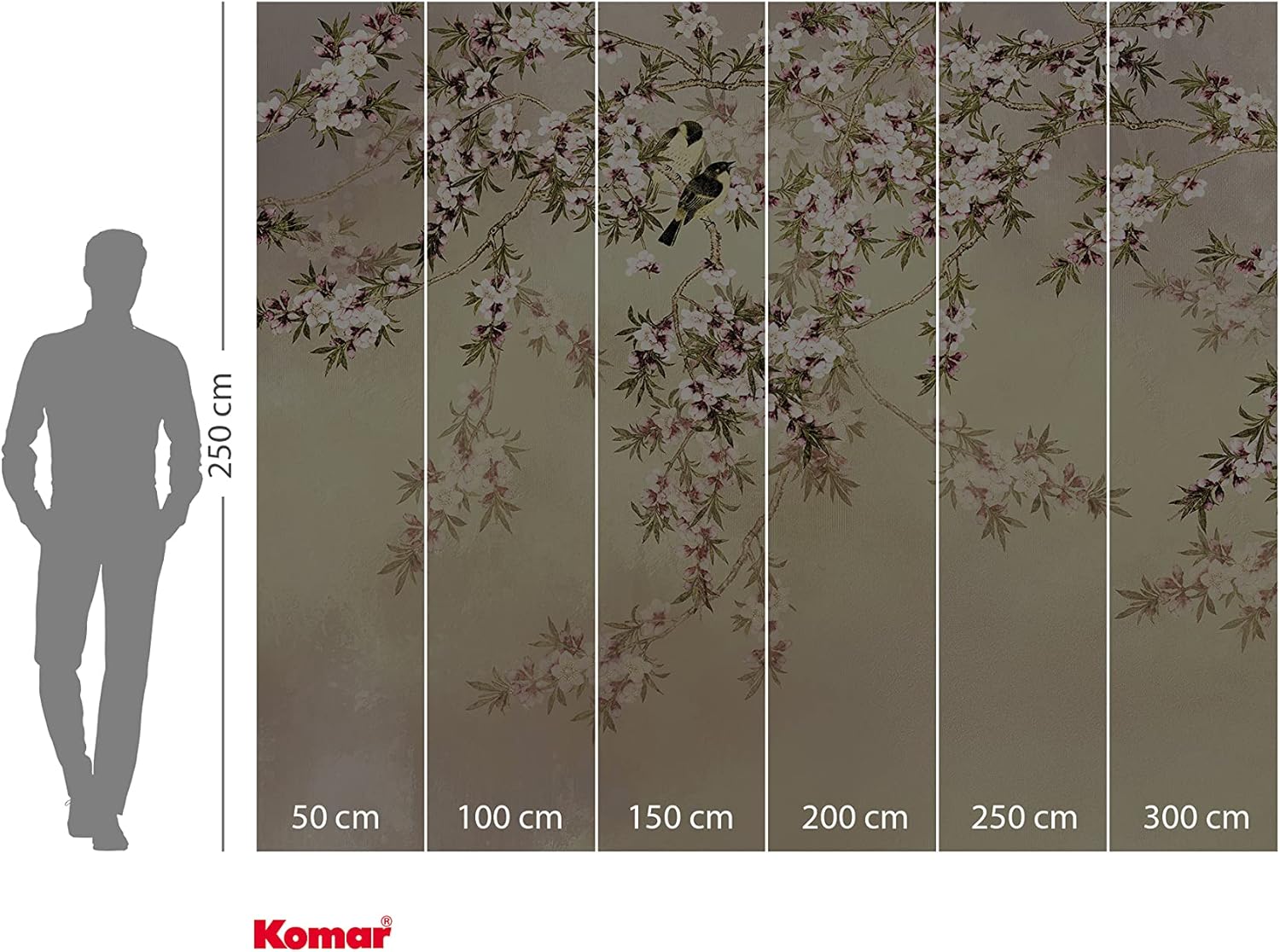 Komar Non-Woven Photo Wallpaper - Love Birds - Size: 300 x 250 cm (Width x Height) - Bird, Cherry Blossom, Wallpaper, Design, Living Room, Wall Decoration, Bedroom, Tree, Nature - LJX6-027