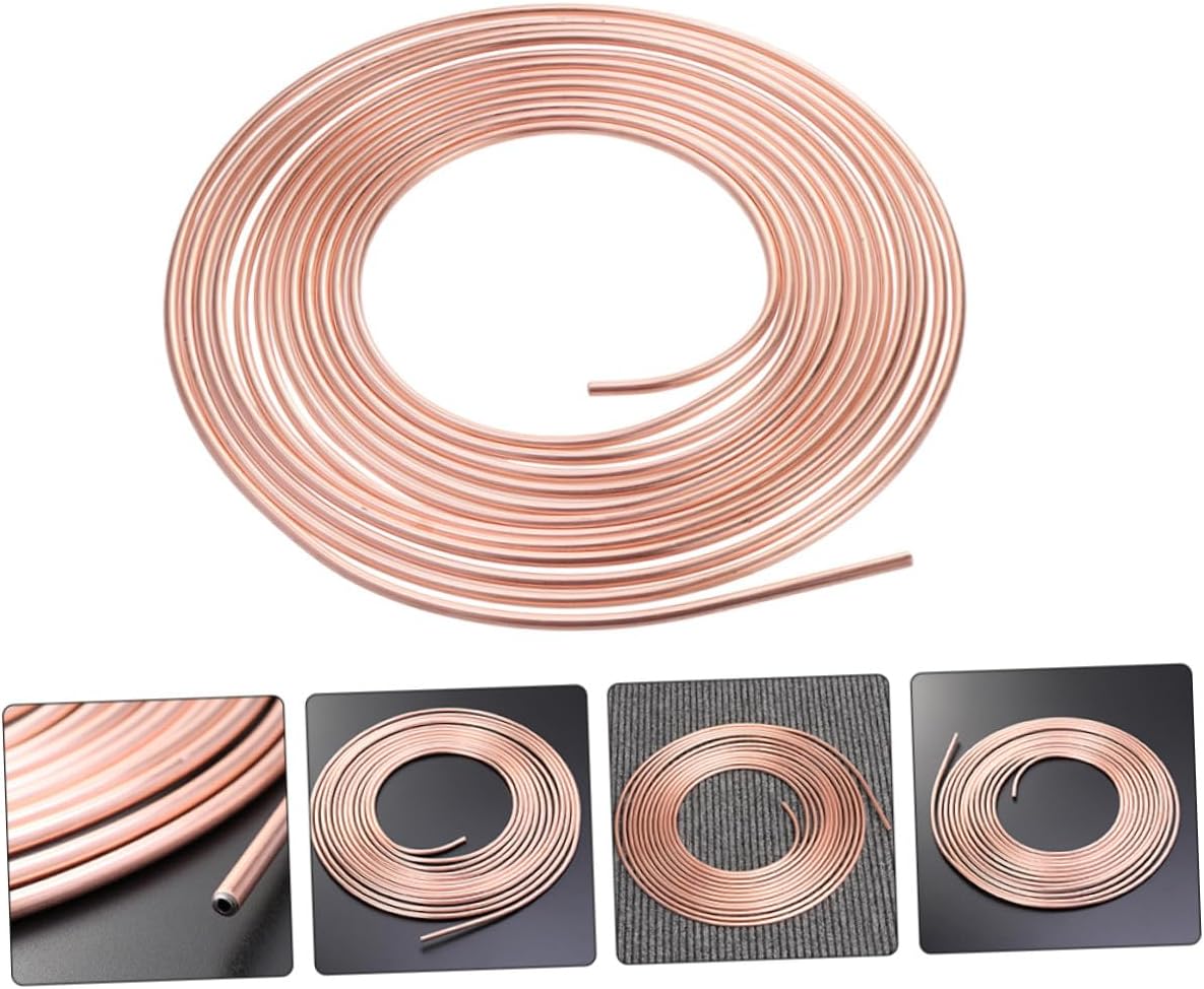Garneck Copper-plated Brake Line Tubing 10m Coil Vehicle Brake Tube Outer Diameter 4.76-12mm Non-magnetic for Car Replacement