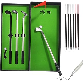 HOMSFOU Mini Golf Clubs Golf Putter Pens Desktop Golfer Comfortable Golfing Ballpoint Pen Unique Present Set