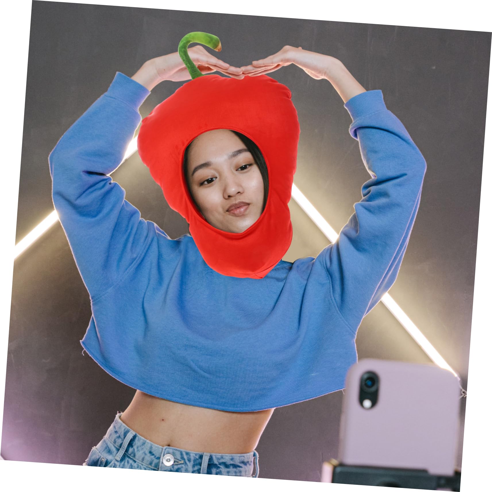 ibasenice 2 Piezas Capucha De Pimiento Rojo Simulada. Ropa Pimientos Pepperoncini Sombrero De Cosplay De Peluche Sombreros De Cosplay Tocado Festivo Sombrero De Foto Felpa Dibujos Animados