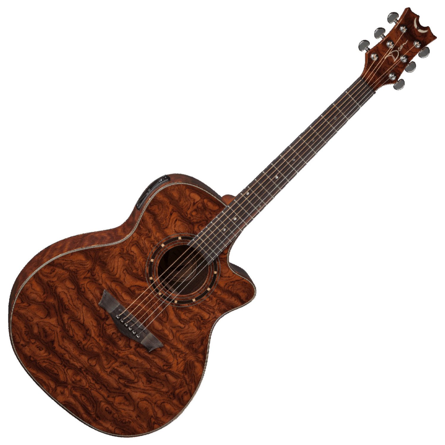 Dean Guitars 6 String Dean Exotica Acoustic/Electric Guitar w/Aphex Bubinga Wood Lefty, Left Handed, Gloss Natural (EBUBINGA L)