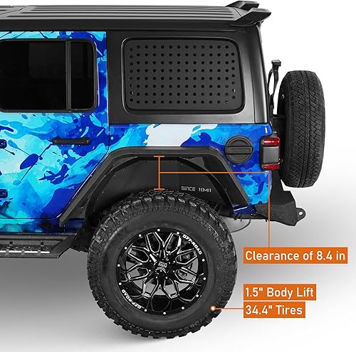 Miniatura 3 de Hooke Road Wrangler JL - Guardabarros traseros para Jeep Wrangler JL 2018 2019 2020 2021 2022 2023 y Unlimited 24 puertas (un par de guardabarros