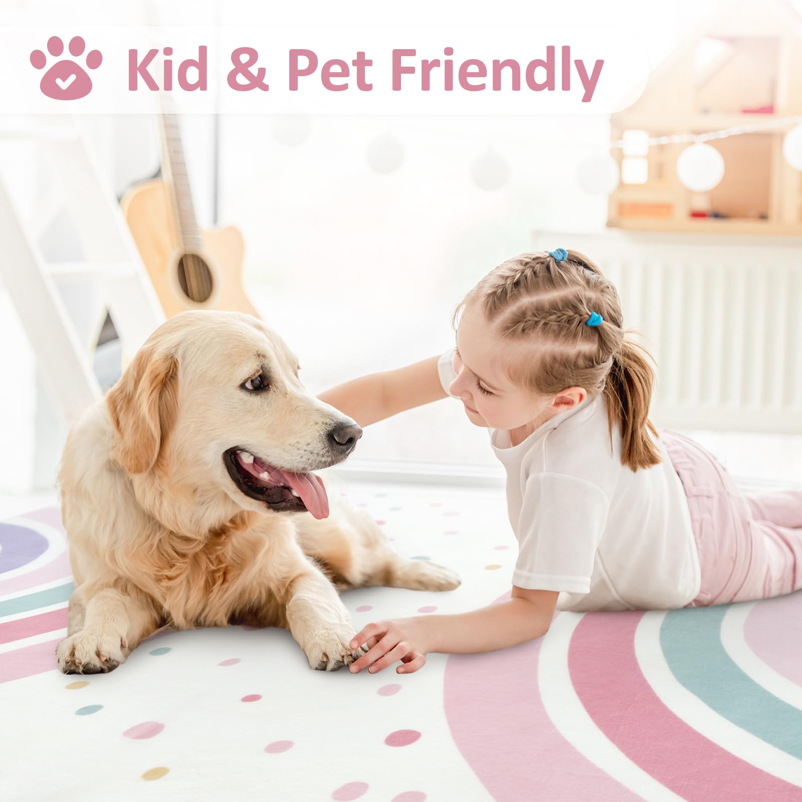 Tapis Arc-en-ciel Lavable Pour Enfants 120x180 Cm - Doux, Antidérapant, Pour Chambre, Salle De Jeux Ou Coin Lecture