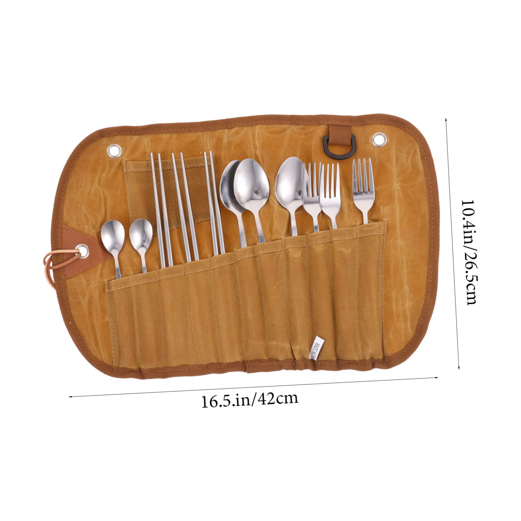 Hemobllo Pochette Pliable à Vaisselle Camping Ensemble De Couverts Portables En Toile, Fourchette Et Cuillère, Léger Et Compact, Pour Pique-niques Et Randonnée En Plein Air