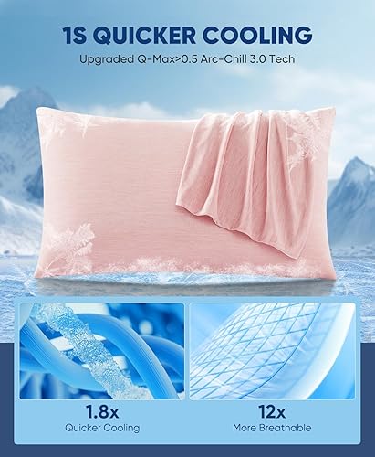 Miniatura 2 de LUXEAR Fundas de almohada refrescantes tamaño King, paquete de 2 fundas de almohada Arc-Chill Cool con diseño de doble cara [enfriamiento y