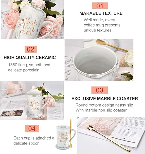 Miniatura 12 de YHRJWN Regalos para mamá, taza de café, regalos de cumpleaños para mamá de parte de hija hijo, idea de regalo para madres para Navidad, día