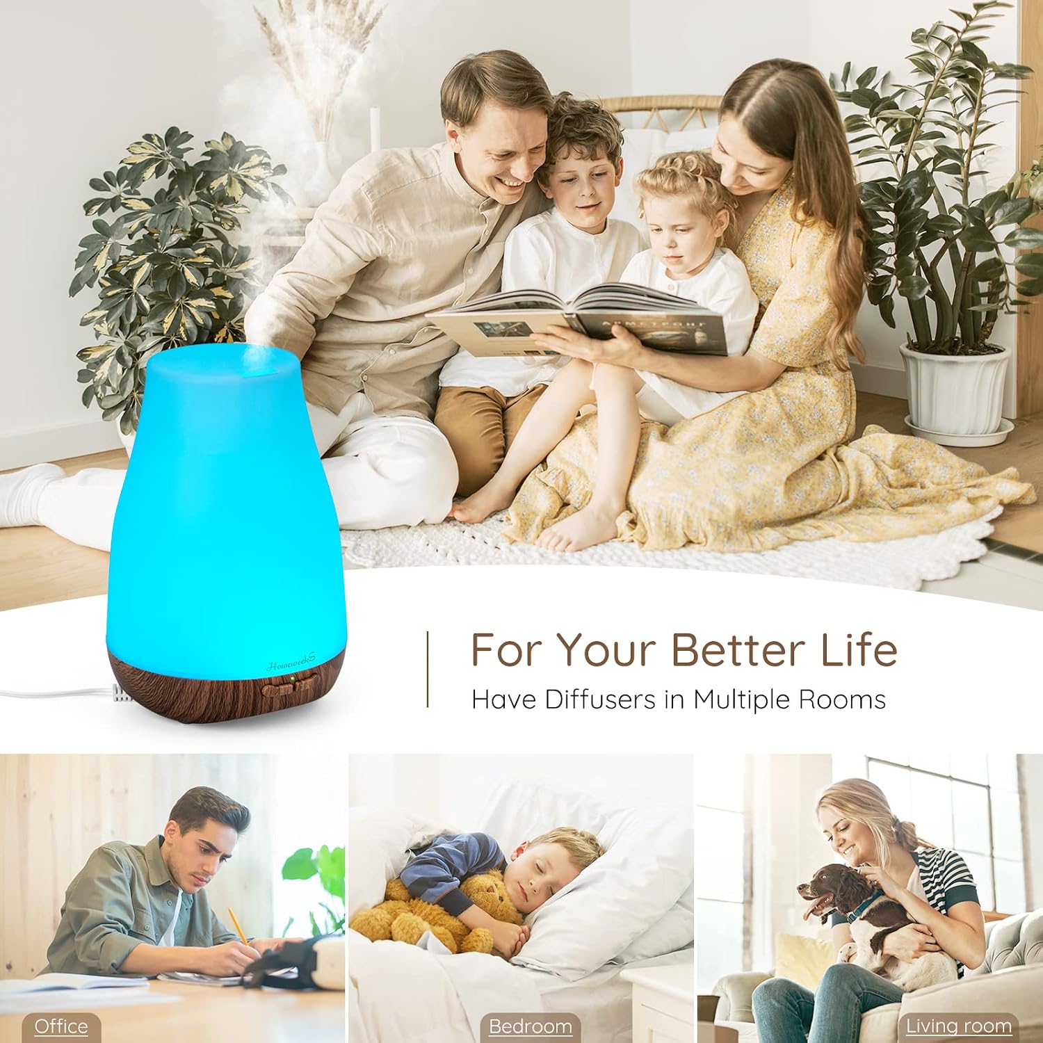 Aromatherapy Essential Oil Diffuser for Room: Air Humidifier Aroma Scent Cool Mist Diffuser Colorful Light Cute Mini Small Waterless Auto Off Ultrasonic Diffusers for Home Bedroom