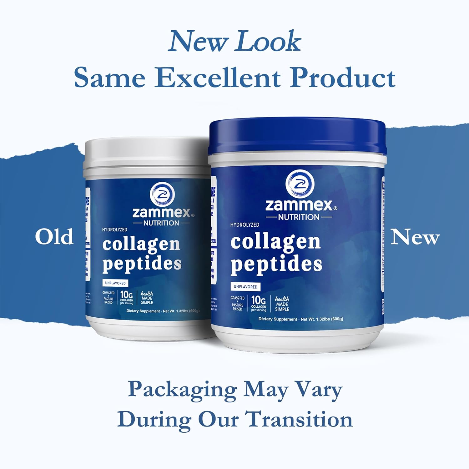 Zammex Premium Collagen Peptides Powder Unflavored,Hydrolyzed Proteins Types I & III, Supports Hair, Skin, Nails, Joints, Grass Fed, Non-GMO, Gluten-Free,Paleo & Keto Friendly,60 Servings