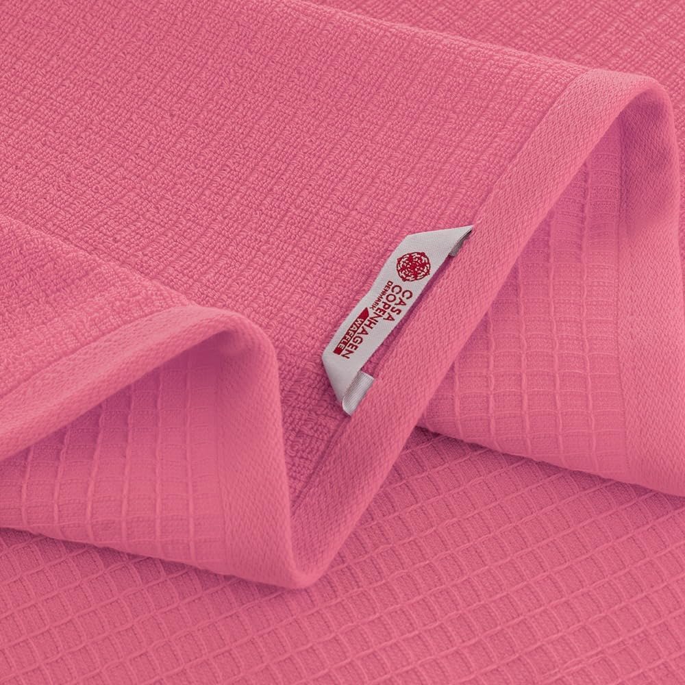 Casa Copenhagen Waffle 4er Badetuch-Set - Rosa, 70x140 cm, ägyptische Baumwolle, entworfen in Dänemark, für Badezimmer, Küche & Dusche