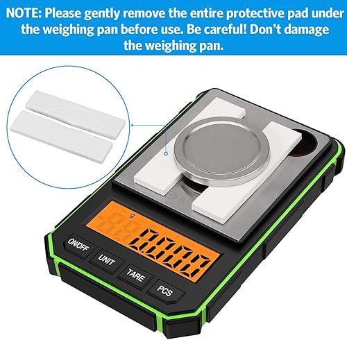 Miniatura 9 de Báscula digital de miligramo, mini báscula portátil de 1.76 oz, graduación precisa de 0.00 oz, báscula de bolsillo profesional con pinzas de