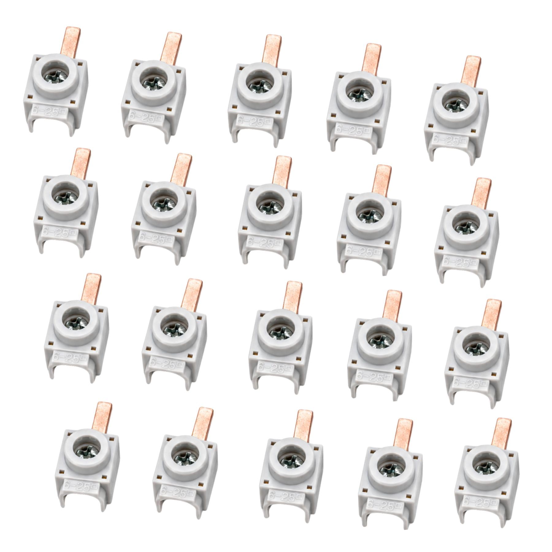 20 Pezzi Morsetti di Alimentazione per Pettine Quadro Elettrico, Terminali di Derivazione per Barra di Alimentazione, Sezione Cavo 6-25mm², Pin 4X2mm, Max 63A