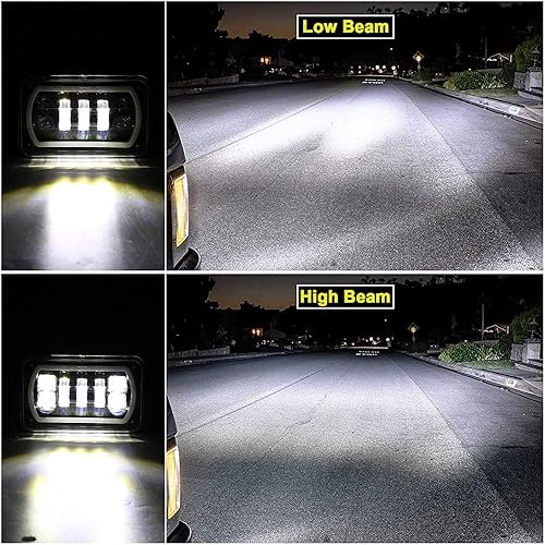 Miniatura 6 de 4 faros delanteros LED de 4 x 6 con anillo de halo blanco amarillo alto y bajo, haz sellado H4651 H6545 H4668 H4656 LED de repuesto para faros