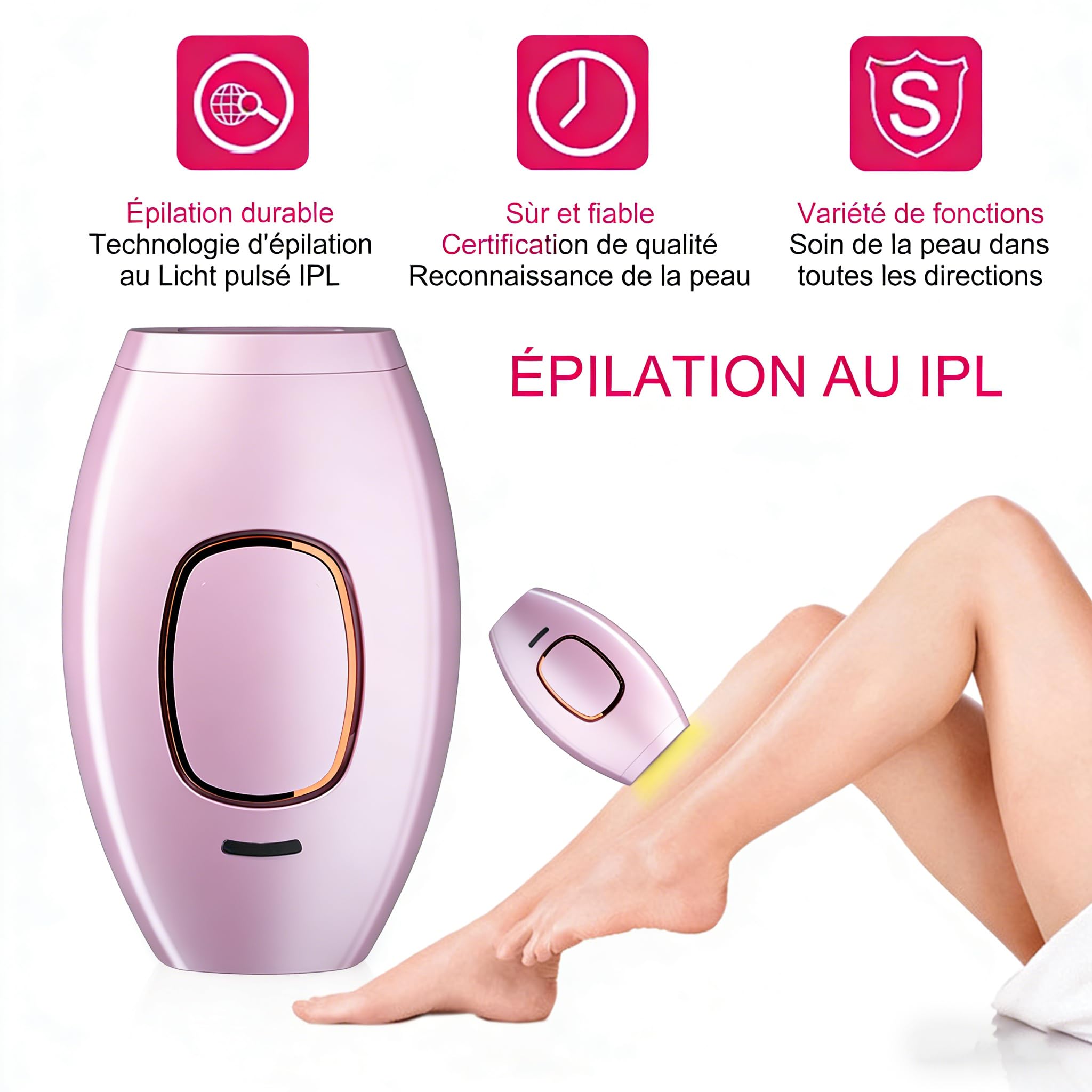 Lindywel APPY Épilateur À Lumière Pulsée - Epiliergerät für Männer und Frauen - Indolore Epilation mit 5 Niveaus Energie und 4 Modi - Für Visage, Körper, Bikini - Bereich und Achseln