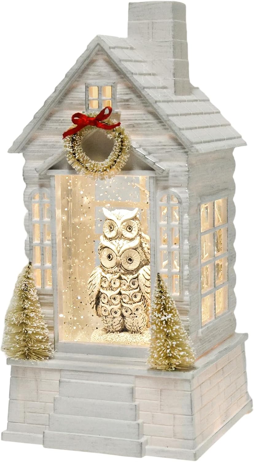 Owl Christmas Snow Globe Lantern with 8 Music Songs & 6H Timer Water Snow Globe Lantern USB & Battery Operated for Christmas Festival Decorations Gifts (Owl) - Image 8