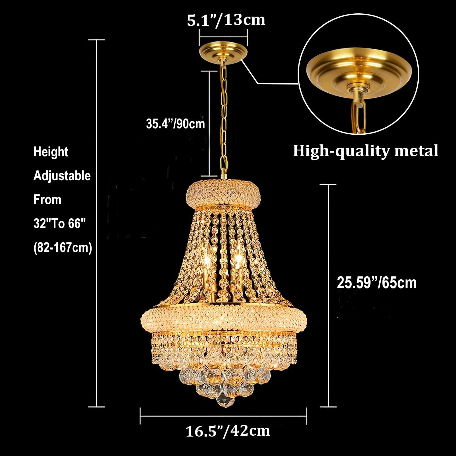 Lampadario in cristallo oro con cristalli K9, illuminazione lussuosa stile imperiale a 6 luci Ideale sopra il tavolo da pranzo, in soggiorno, camera da letto e cucina