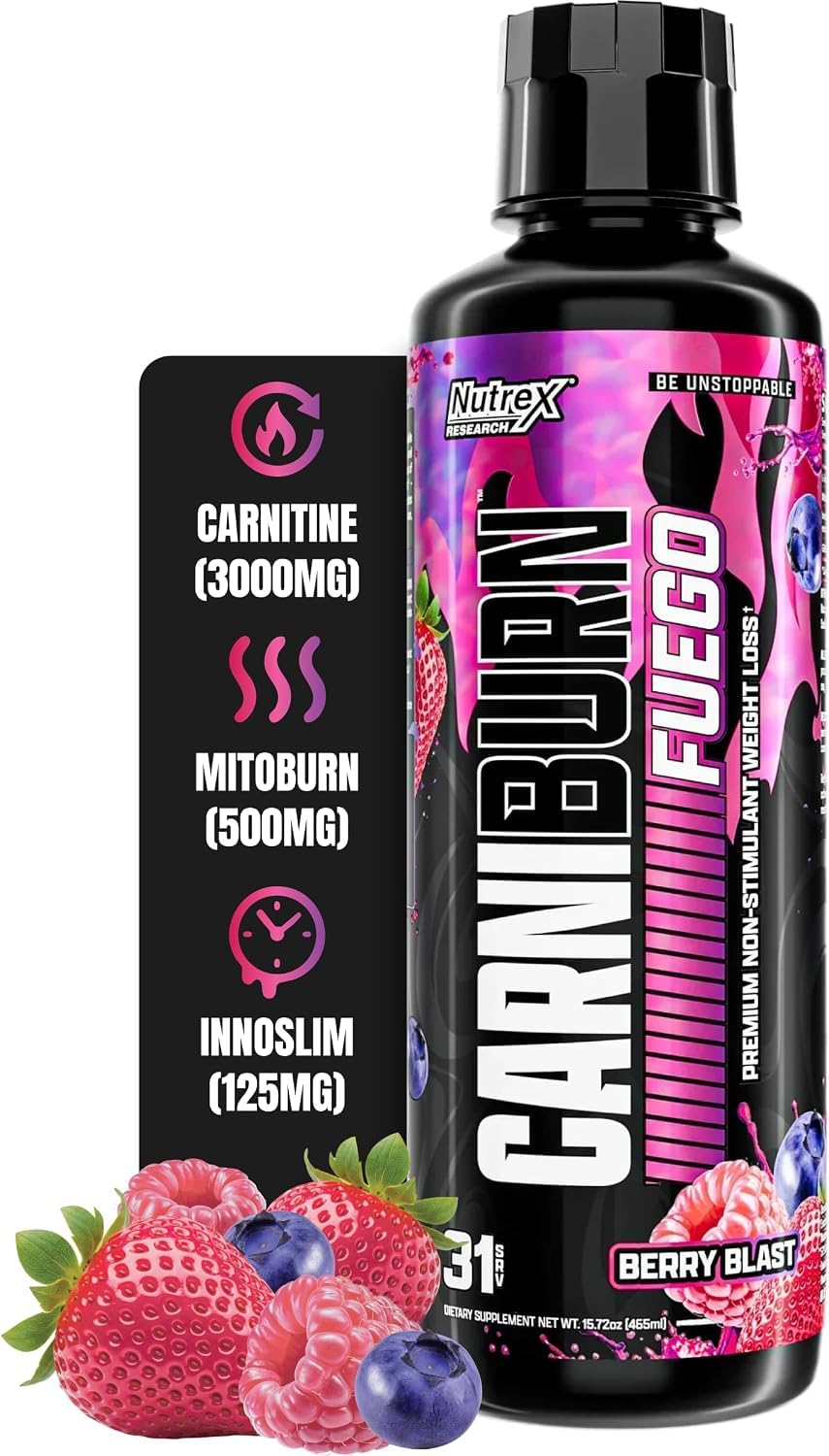 Nutrex Research Carniburn Liquid L Carnitine 3000mg – Thermogenic Liquid Fat Burner for Men & Women with MitoBurn, InnoSlim, GBBGO - Stimulant Free Metabolism Booster - Strawberry Watermelon 31 SV — Amazon image 10