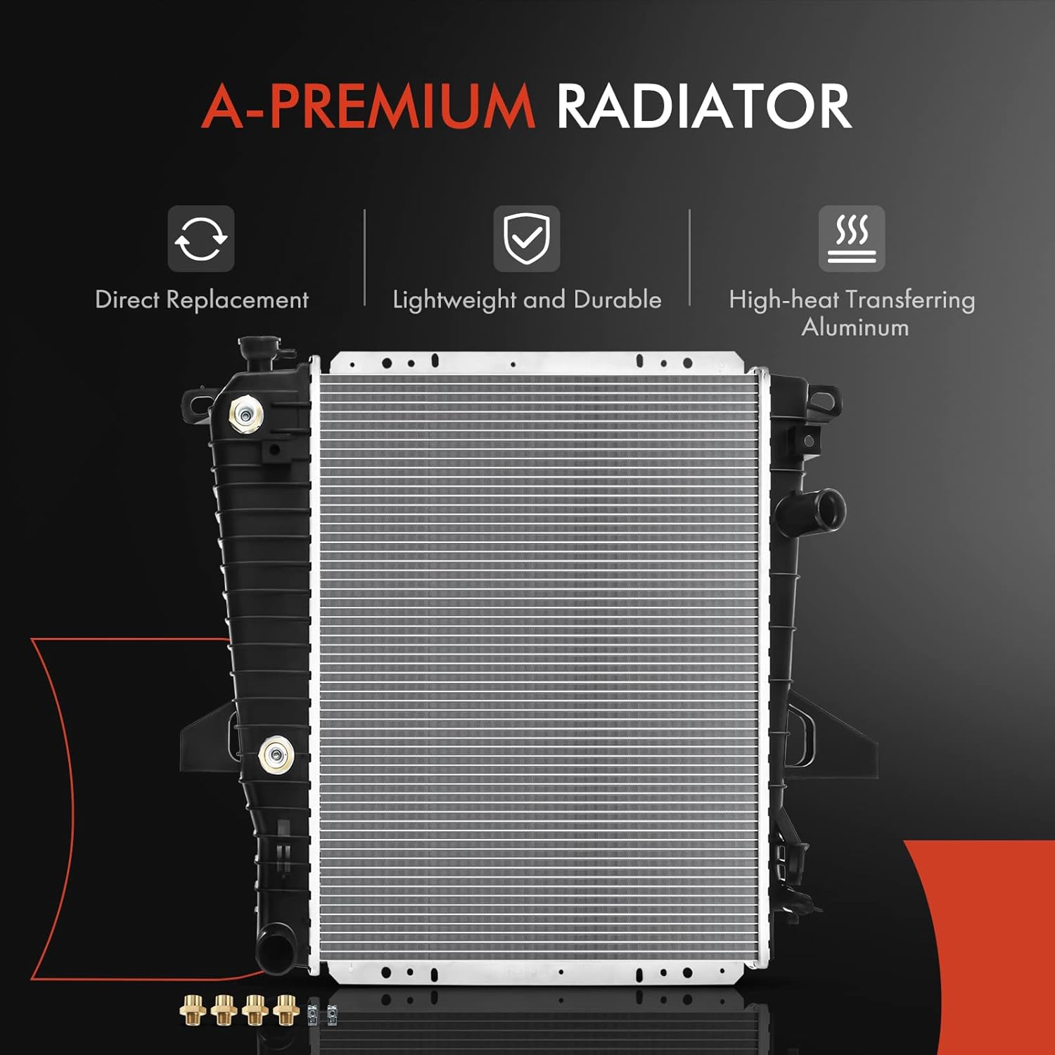 A-Premium Engine Coolant Radiator Assembly with Transmission Oil Cooler Compatible with Ford Ranger & Mazda B3000 B4000, 1995 1996 1997, 3.0L 4.0L, 1 Row Core, Replace# 1722