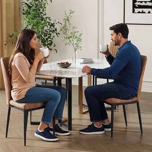 Miniatura 10 de Sillas de Comedor - Juego de 4 sillas de cuero blanco con respaldo alto para comedor, cocina, sala de estar (WH-4)