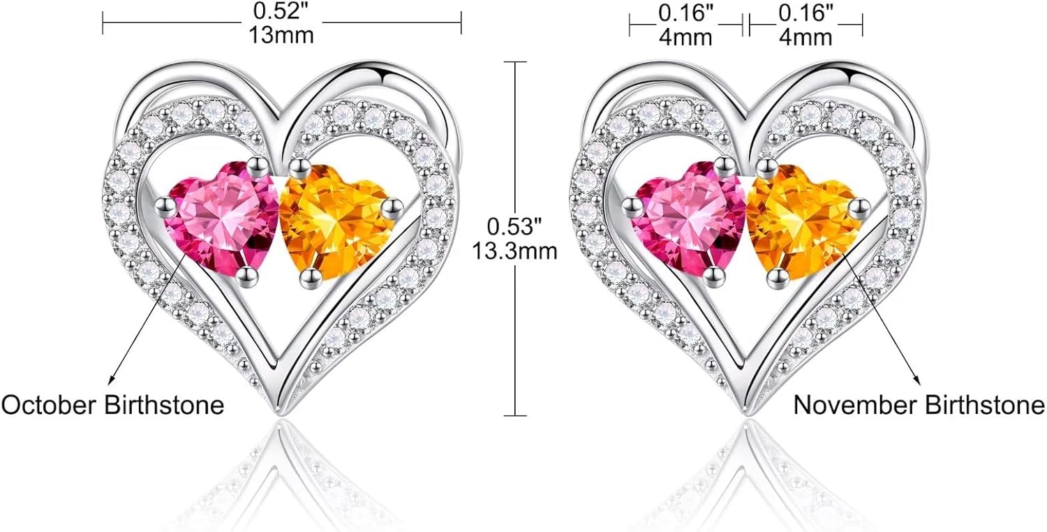 Iefil Heart Earrings for Women - 925 Sterling Silver Birthstone Earrings, Anniversary Birthday Gifts for Women Wife Girlfriend Mom - Image 4