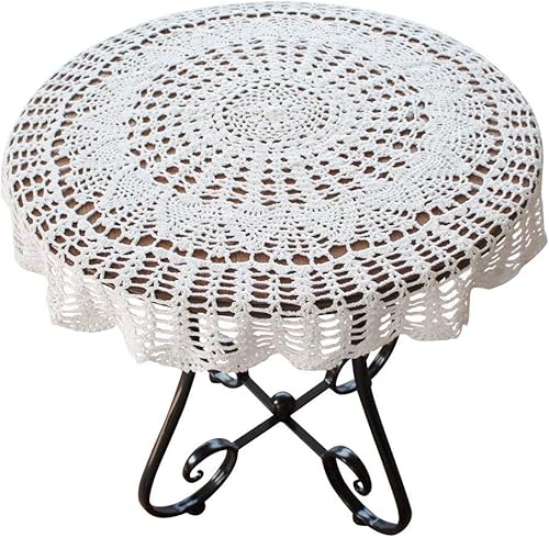 Vista 11 de USTIDE Mantel redondo de algodón hecho a mano, color beige, para boda, 31 pulgadas