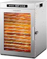Cercker Commercial 14-Tray Food Dehydrator 1200W Stainless Steel, 190°F Jerky Meat Fruit Dryer 24H Timer 11.98ft²