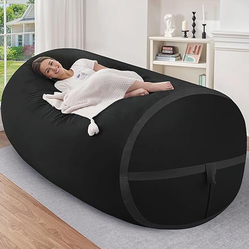 Miniatura 76 de HABUTWAY Puf gigante de 2 pies para adultos, con relleno de espuma viscoelástica, puf grande con funda de terciopelo holandés extraíble para sala de