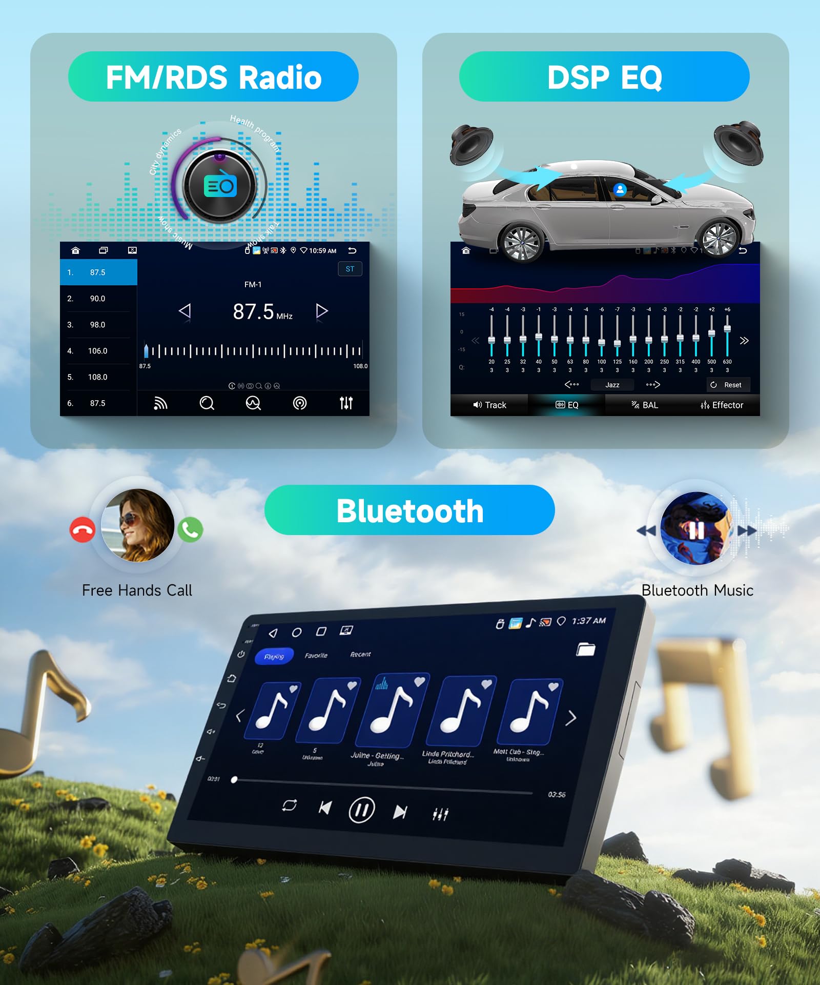 Rimoody 8 Core 6G+128G Android Autoradio per Toyota Yaris 2012-2017 Wireless Carplay Android Auto GPS Navi WiFi 360° Panorama, 9 Pollici Touchscreen Bluetooth FM/RDS/DSP EQ/SWC Telecamera Posteriore