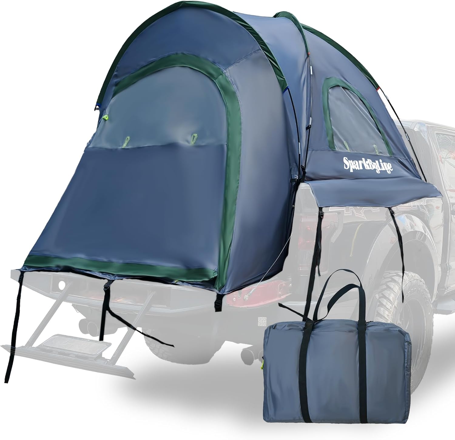 Pickup Truck Tent 5.5-6.0 Ft Truck Bed Tent 210D PU2000 Waterproof 2-Person UV50+ All-Weather Camping Gray-Green