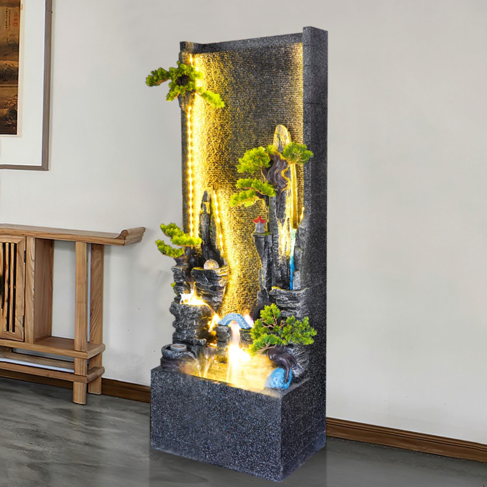 Fontanna wodospadowa bonsai z podświetleniem LED (C)