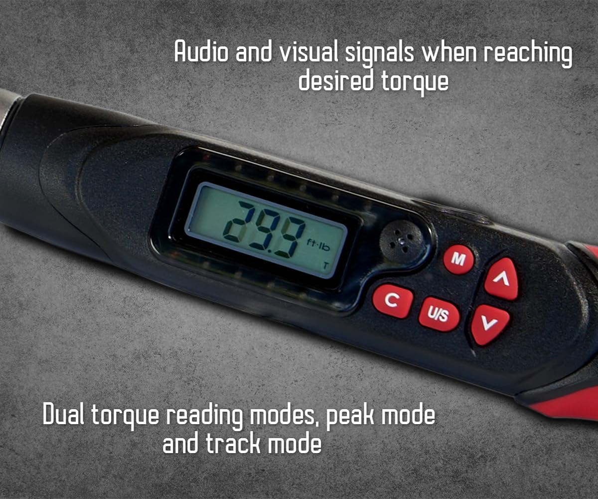 Tapha Tools 3/4 inch Digital Torque Wrench 18.4-368.7 ft-lb (25-500 N-m) Torque Range ±3% Accuracy, LED and Buzzer Notification, Preset Memory, ISO 6789 Tested and Calibrated (WP6N-T500BN)