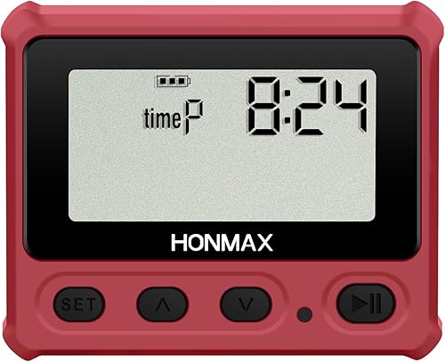 Miniatura 9 de Temporizador de intervalo digital, cronómetro con luz de fondo, reloj recargable USB-C, rojo