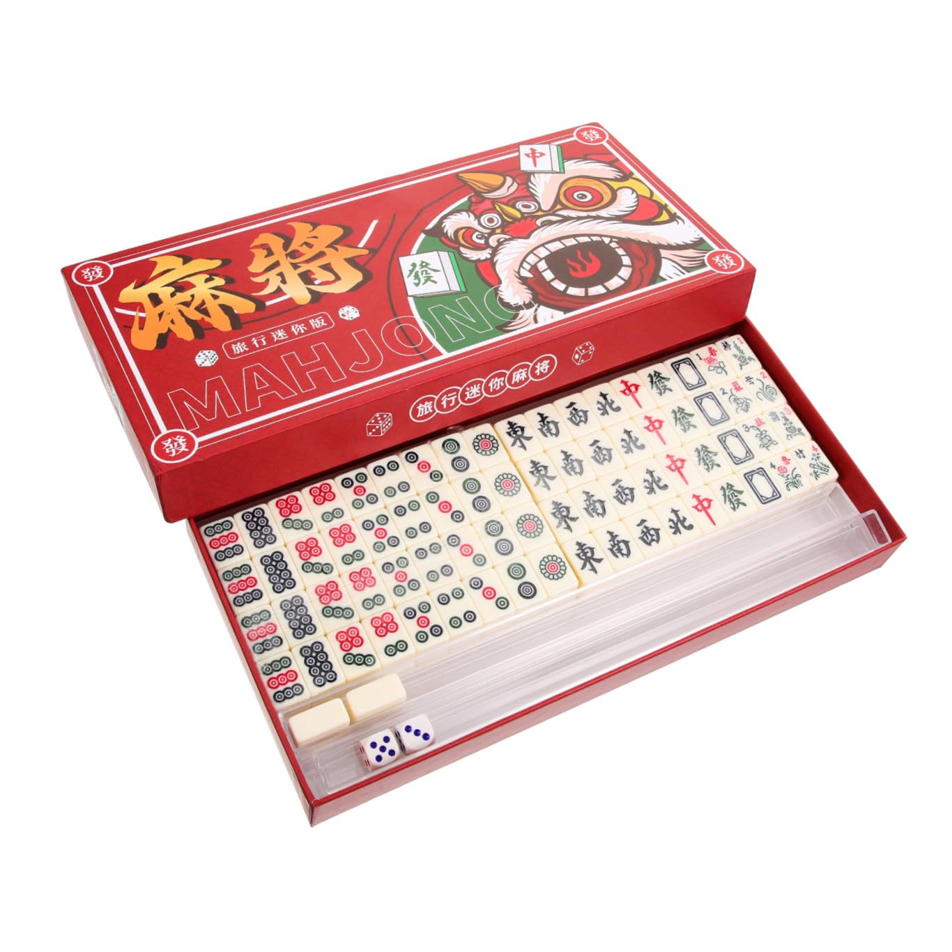 UPKOCH Kleiner Mahjong Satz Tragbares Kleiner Mahjong Reisespiel mit Aufbewahrungsbox für Familie Camping und Freizeit
