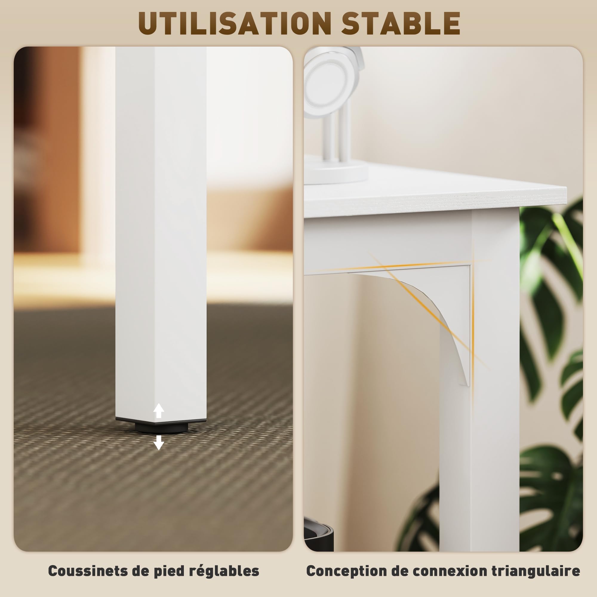 HOMCOM Bureau d'Ordinateur 180 cm avec Large Plateau pour 2 Personnes Blanc