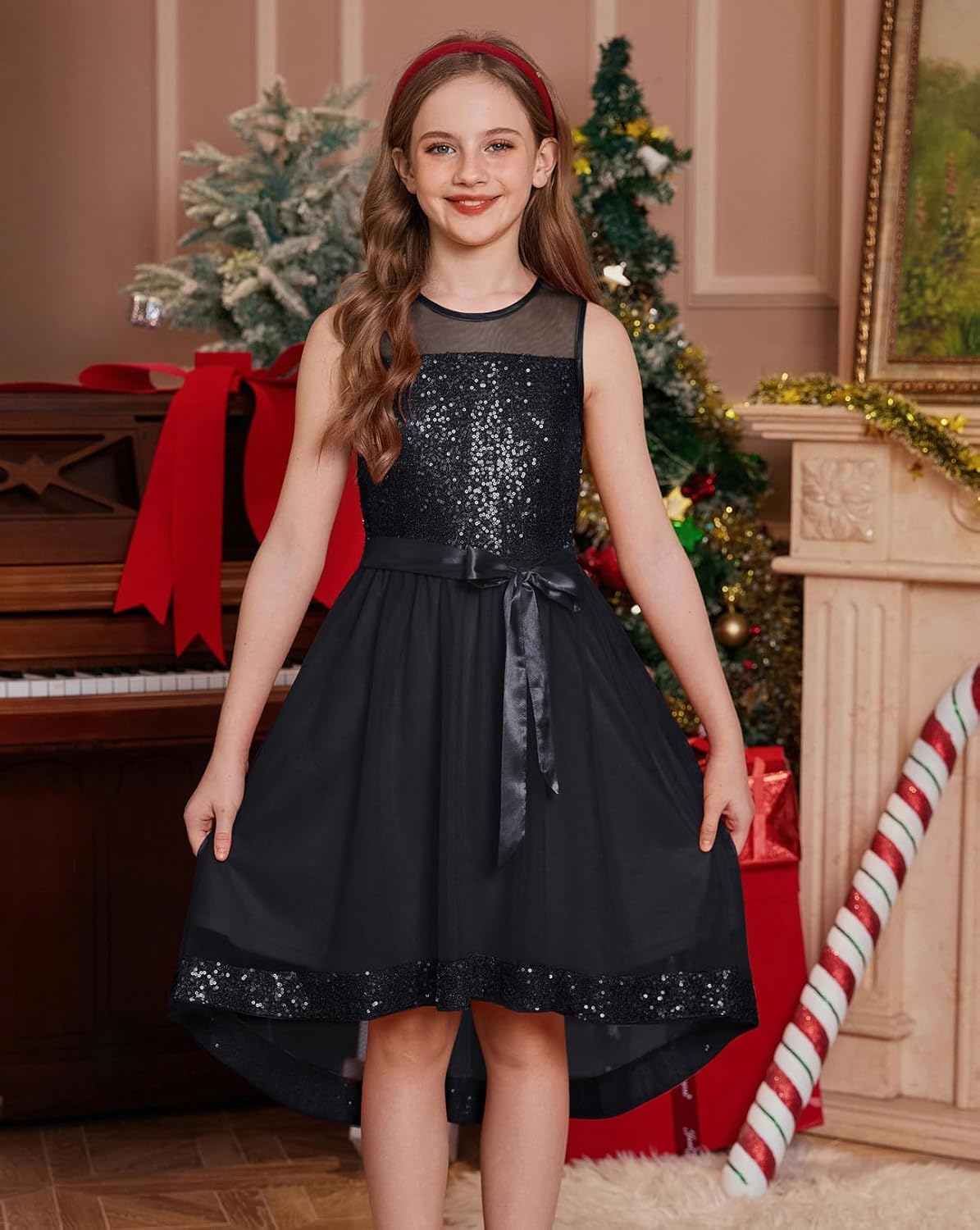 GRACE KARIN Girls Sequin Party Formal Dress Wedding Guest Sparkle Fancy Birthday Tulle High Low Prom Dresses 6-14 Years - Image 4