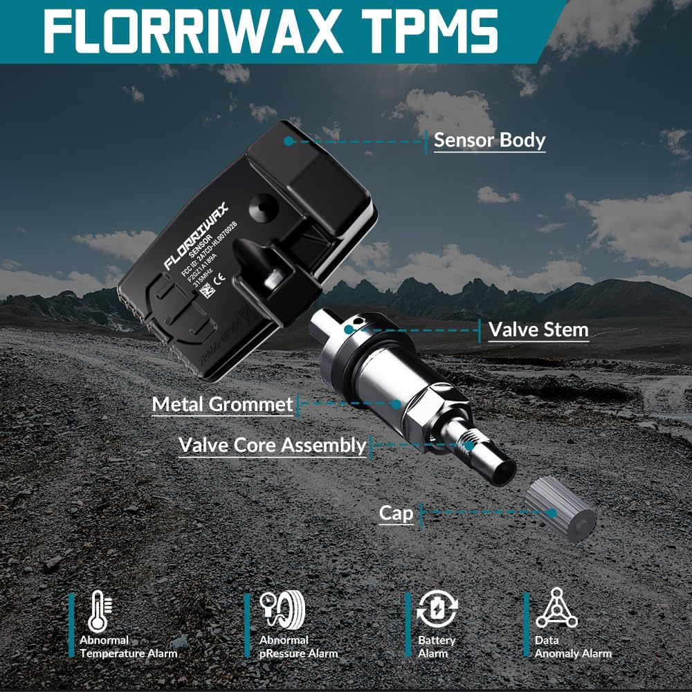 TPMS Sensor,Set of 4 315Mhz Tire Pressure Sensor Compatible with Ford F150 Edge Escape Fusion Mustang, Lincoln MKX MKZ,Tire Sensor OE Replaces#F2GZ1A189A,GL3T1A180GB,FR3Z1A189A,HC3Z1A189A